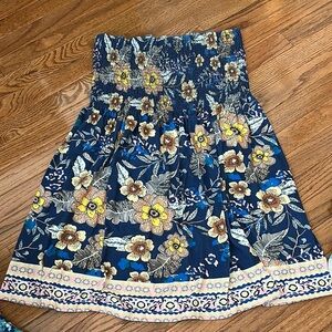 Source Unknown strapless Floral Mini Dress - Blue and Yellow